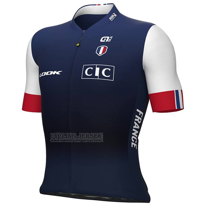 2023 Cycling Jersey France Blue White Short Sleeve And Bib Short